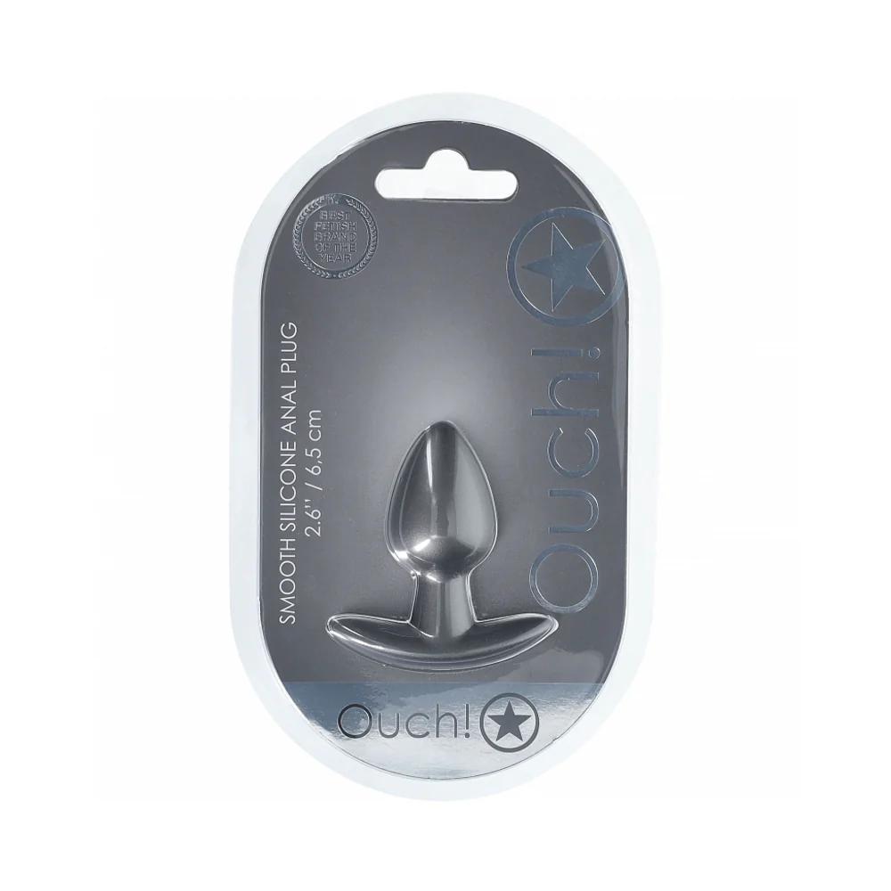 Ouch! Smooth Silicone Anal Plug Small 2.6 in. Gun Metal