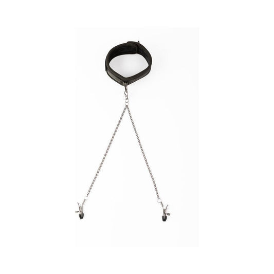SEI MIO Twin Tweaks Velvet Collar with Nipple Clamps
