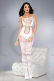 Teddy with striped thigh hi look bodystocking