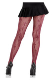 Leg Avenue Worship Me Cross Net Tights - Burgundy - O/S