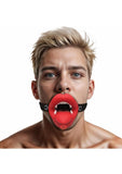 Master Series Vampire Vibrating Rechargeable Silicone Mouth Gag - Red