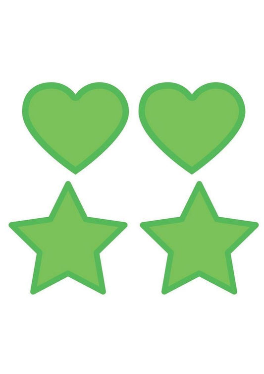 Peekaboo Glow In The Dark Hearts & Stars Pasties - Green