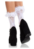 Leg Avenue Floral Lace Ruffle Top Anklets - White - O/S