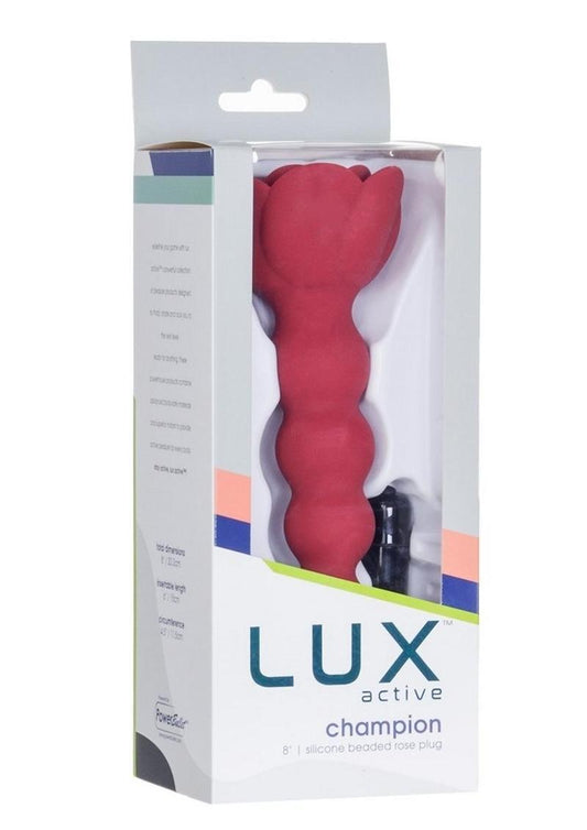 Lux Active Champion Rose Rechargeable Silicone Beaded Anal Probe with Bonus Bullet - Red