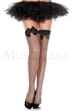 Satin Bow Spandex Mini Diamond Net Thigh Hi