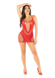 Leg Avenue Lace and Net Mini Dress with Dual Strap Detail - OS