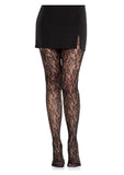 Leg Avenue Camellia Lace Tights - Black - O/S