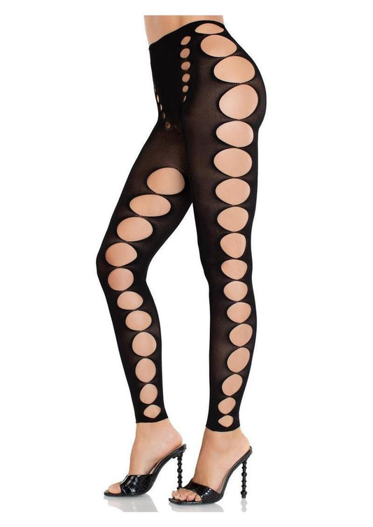 Leg Avenue Seamless Opaque Cut-Out Footless Tights - Black - O/S