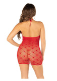 Leg Avenue Mini Heart Trimmed Heart Net Chemise - OS - Red