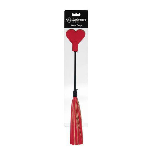 Sportsheets Sex & Mischief Amor Crop Heart-Shaped Dual-Ended Flogger Red