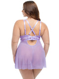 CURVY STASSI SHEER BABYDOLL LAVENDER 1X/2X