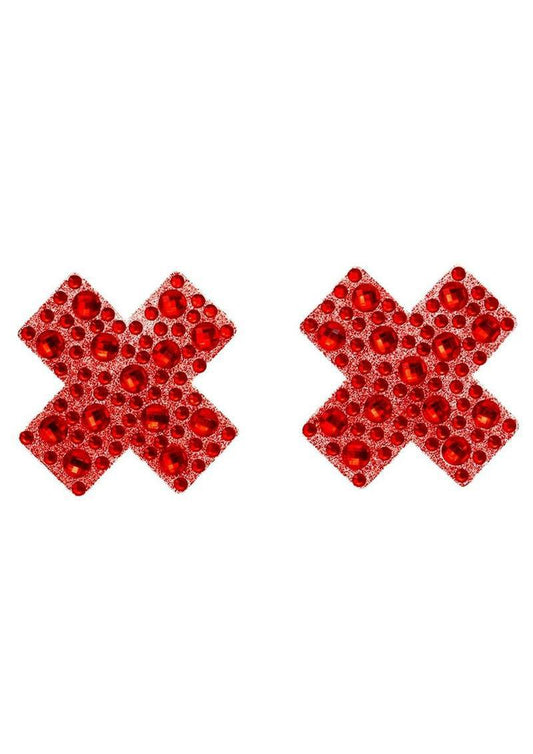 Leg Avenue X Factor Adhesive Nipple Jewel Stickers - OS - Red