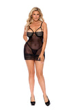 Mesh and crochet lace babydoll with underwire demi cups, strappy front detail