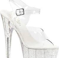 ADORE-708 7" HEEL CLEAR/GLITTER