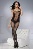 Teddy with striped thigh hi look bodystocking