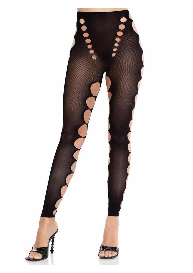 Leg Avenue Seamless Opaque Cut-Out Footless Tights - Black - O/S