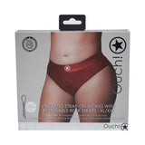 Ouch! Vibrating Strap-on Thong with Removable Butt Straps Red