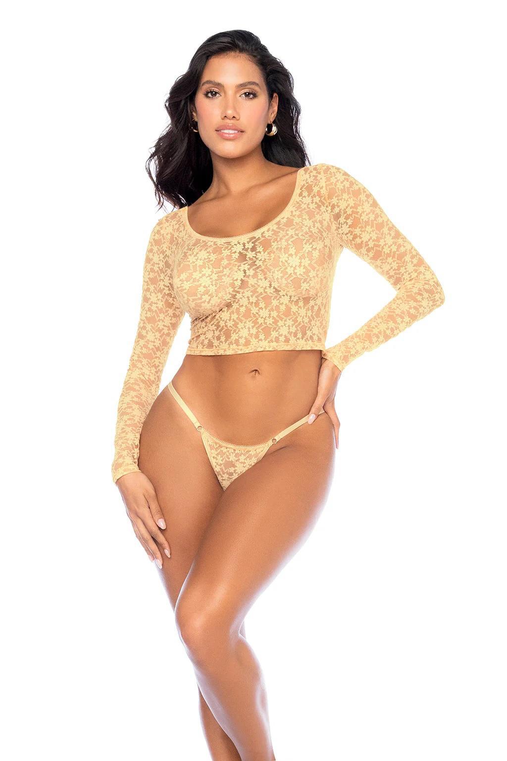 Mapale Crop Top And Thong Set
