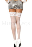 Lace Top Backseam Sheer Thigh Hi