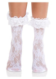 Leg Avenue Floral Lace Ruffle Top Anklets - White - O/S
