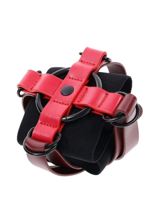 Sex & Mischief Ex's & Oh's Cross Cuffs - Red/Black