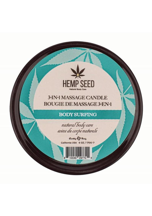 Earthly Body Hemp Seed 3 In 1 Massage Candle - Body Surfing 6oz