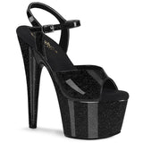 ADORE-709GP BLACK GLITTER 7" PAT HEEL