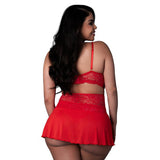 Magic Silk Sugar High Bralette, Cincher Skirt & Thong Set Red