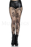 Skull and crossbones pattern fishnet pantyhose