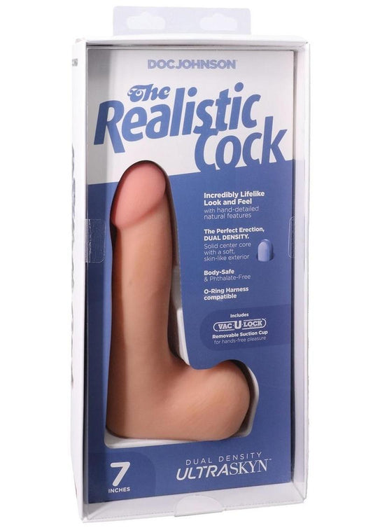 The Realistic Cock with Balls Ultraskyn Removable Vac-U-Lock Suction Cup 7in