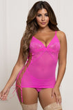 LACE & MESH CHEMISE AND THONG SET (PACKAGED)