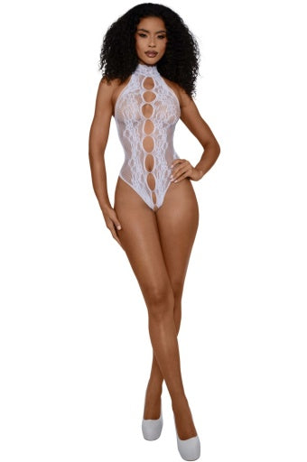 DREAMGIRL-WHITE PEEK-A-BOO MADAME TEDDY