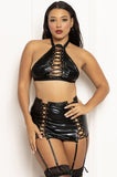 LAME' LACE-UP BRA & SKIRT SET (HANGING)