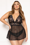 LACE & MESH BABYDOLL AND PANTY SET (NON-PACKAGED)