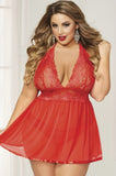 LACE & MESH BABYDOLL AND PANTY SET (NON-PACKAGED)