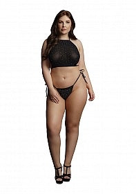 Festive Rhinestone Top and Thong OSX Blk